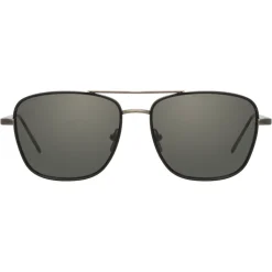 Linda Farrow - 559 C6 Aviator Sunglasses - Nickel & Black - Linda Farrow Eyewear - Avvenice
