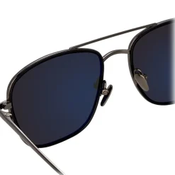 Linda Farrow - 559 C6 Aviator Sunglasses - Nickel & Black - Linda Farrow Eyewear - Avvenice