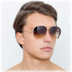 Linda Farrow - 729 C7 Aviator Sunglasses - Rose Gold - Linda Farrow Eyewear - Avvenice