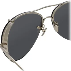 Linda Farrow - 729 C2 Aviator Sunglasses - White Gold - Linda Farrow Eyewear - Avvenice