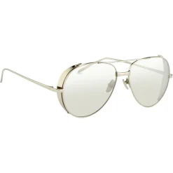 Linda Farrow - 426 C2 Aviator Sunglasses - White Gold - Linda Farrow Eyewear - Avvenice