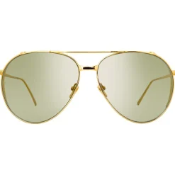 Linda Farrow - 425 C13 Aviator Sunglasses - Yellow Gold - Linda Farrow Eyewear - Avvenice