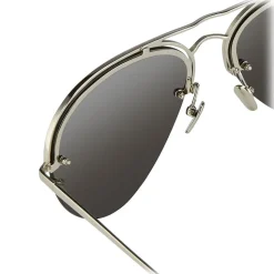 Linda Farrow - 543 C5 Aviator Sunglasses - White Gold - Linda Farrow Eyewear - Avvenice
