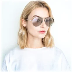 Linda Farrow - 594 C6 Aviator Sunglasses - White Gold - Linda Farrow Eyewear - Avvenice