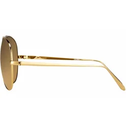 Linda Farrow - 398 C5 Aviator Sunglasses - Matt Yellow Gold - Linda Farrow Eyewear - Kendall Jenner - Alessandra Ambrosio - Avvenice