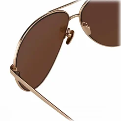 Linda Farrow - 398 C7 Aviator Sunglasses - Rose Gold - Linda Farrow Eyewear - Hailey Baldwin - Alessandra Ambrosio - Official - Avvenice
