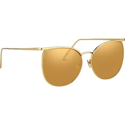 Linda Farrow - 509 C1 Browline Sunglasses - Yellow Gold - Linda Farrow Eyewear - Gigi Hagid - Elle Macpherson - Official - Avvenice