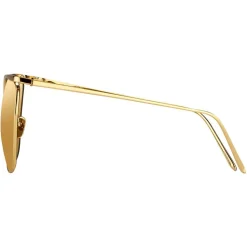 Linda Farrow - 509 C1 Browline Sunglasses - Yellow Gold - Linda Farrow Eyewear - Gigi Hagid - Elle Macpherson - Official - Avvenice