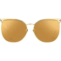 Linda Farrow - 509 C1 Browline Sunglasses - Yellow Gold - Linda Farrow Eyewear - Gigi Hagid - Elle Macpherson - Official - Avvenice