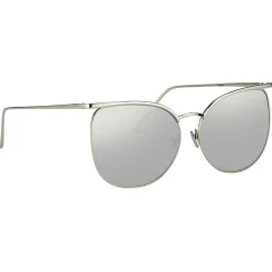 Linda Farrow - 509 C2 Browline Sunglasses - White Gold - Linda Farrow Eyewear - Gigi Hagid - Elle Macpherson - Official - Avvenice