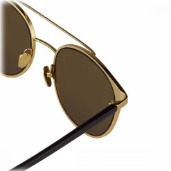 Linda Farrow - 421 C5 Browline Sunglasses - Yellow Gold - Linda Farrow Eyewear - Karlie Kloss - Alessandra Ambrosio - Official - Avvenice