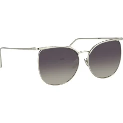 Linda Farrow - 509 C5 Browline Sunglasses - White Gold - Linda Farrow Eyewear - Gigi Hagid - Elle Macpherson - Official - Avvenice