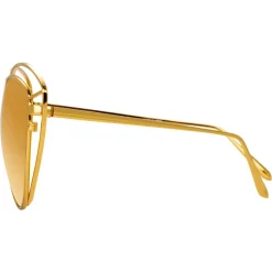 Linda Farrow - 697 C1 Cat Eye Sunglasses - Yellow Gold - Linda Farrow Eyewear - Avvenice