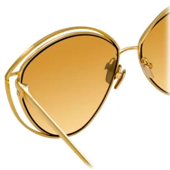 Linda Farrow - 697 C1 Cat Eye Sunglasses - Yellow Gold - Linda Farrow Eyewear - Avvenice