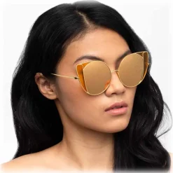 Linda Farrow - 854 C4 Cat Eye Sunglasses - Yellow Gold - Linda Farrow Eyewear - Avvenice