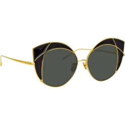 Linda Farrow - 856 C1 Cat Eye Sunglasses - Yellow Gold and Translucent Black - Linda Farrow Eyewear - Avvenice