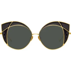 Linda Farrow - 856 C1 Cat Eye Sunglasses - Yellow Gold and Translucent Black - Linda Farrow Eyewear - Avvenice