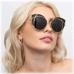 Linda Farrow - 856 C1 Cat Eye Sunglasses - Yellow Gold and Translucent Black - Linda Farrow Eyewear - Avvenice
