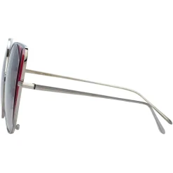 Linda Farrow - 854 C5 Cat Eye Sunglasses - White Gold and Crimson - Linda Farrow Eyewear - Avvenice