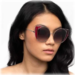 Linda Farrow - 854 C5 Cat Eye Sunglasses - White Gold and Crimson - Linda Farrow Eyewear - Avvenice