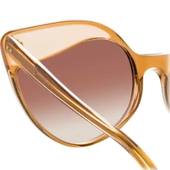 Linda Farrow - 871 C2 Cat Eye Sunglasses - Tobacco Peach - Linda Farrow Eyewear - Avvenice