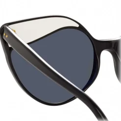 Linda Farrow - 871 C1 Cat Eye Sunglasses - Black White - Linda Farrow Eyewear - Avvenice