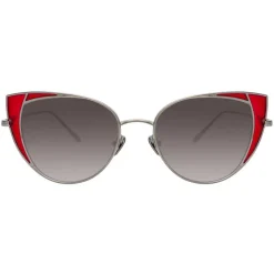 Linda Farrow - 855 C5 Cat Eye Sunglasses - White Gold and Crimson - Linda Farrow Eyewear - Avvenice
