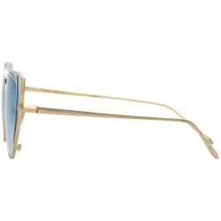 Linda Farrow - 855 C7 Cat Eye Sunglasses - Light Gold and Blue - Linda Farrow Eyewear - Avvenice