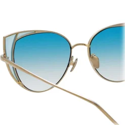 Linda Farrow - 855 C7 Cat Eye Sunglasses - Light Gold and Blue - Linda Farrow Eyewear - Avvenice