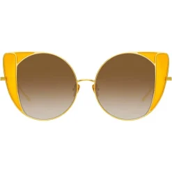 Linda Farrow - 854 C3 Cat Eye Sunglasses - Yellow Gold and Yellow - Linda Farrow Eyewear - Avvenice