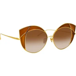 Linda Farrow - 856 C2 Cat Eye Sunglasses - Yellow Gold and Tobacco - Linda Farrow Eyewear - Avvenice
