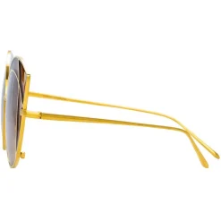 Linda Farrow - 856 C2 Cat Eye Sunglasses - Yellow Gold and Tobacco - Linda Farrow Eyewear - Avvenice