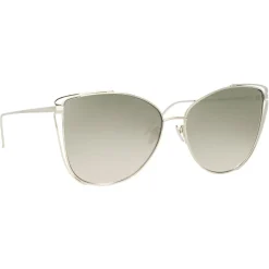 Linda Farrow - 809 C5 Cat Eye Sunglasses - White Gold - Linda Farrow Eyewear - Avvenice