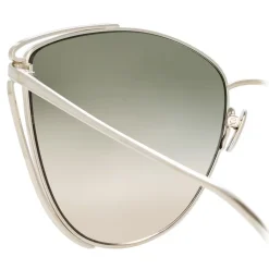 Linda Farrow - 809 C5 Cat Eye Sunglasses - White Gold - Linda Farrow Eyewear - Avvenice