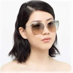 Linda Farrow - 809 C5 Cat Eye Sunglasses - White Gold - Linda Farrow Eyewear - Avvenice