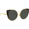 Linda Farrow - 854 C1 Cat Eye Sunglasses - Yellow Gold and Black - Linda Farrow Eyewear - Avvenice