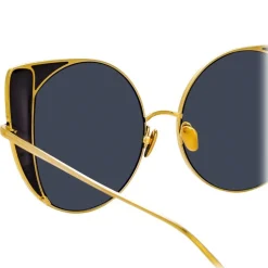 Linda Farrow - 854 C1 Cat Eye Sunglasses - Yellow Gold and Black - Linda Farrow Eyewear - Avvenice