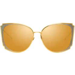 Linda Farrow - 762 C2 Cat Eye Sunglasses - Yellow Gold and Nickel - Linda Farrow Eyewear - Avvenice