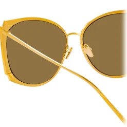 Linda Farrow - 762 C2 Cat Eye Sunglasses - Yellow Gold and Nickel - Linda Farrow Eyewear - Avvenice