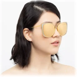 Linda Farrow - 762 C2 Cat Eye Sunglasses - Yellow Gold and Nickel - Linda Farrow Eyewear - Avvenice