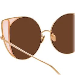 Linda Farrow - 854 C6 Cat Eye Sunglasses - Rose Gold and Peach - Linda Farrow Eyewear - Avvenice