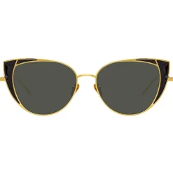 Linda Farrow - 855 C1 Cat Eye Sunglasses - Yellow Gold and Black - Linda Farrow Eyewear - Avvenice