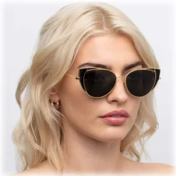 Linda Farrow - 855 C1 Cat Eye Sunglasses - Yellow Gold and Black - Linda Farrow Eyewear - Avvenice
