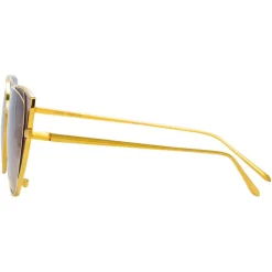 Linda Farrow - 855 C2 Cat Eye Sunglasses - Yellow Gold and Tobacco - Linda Farrow Eyewear - Avvenice