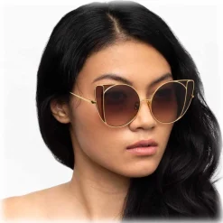 Linda Farrow - 854 C2 Cat Eye Sunglasses - Yellow Gold and Tobacco - Linda Farrow Eyewear - Avvenice