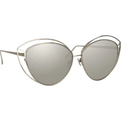 Linda Farrow - 697 C2 Cat Eye Sunglasses - White Gold - Linda Farrow Eyewear - Avvenice