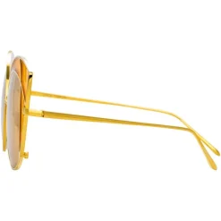 Linda Farrow - 856 C4 Cat Eye Sunglasses - Yellow Gold and Yellow Frame - Linda Farrow Eyewear - Avvenice