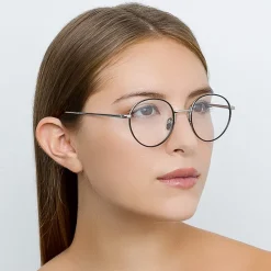 Linda Farrow - 718 C3 Oval Optical Frames - White Gold and Black - Linda Farrow Eyewear - Avvenice
