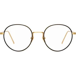 Linda Farrow - 718 C1 Oval Optical Frames - Yellow Gold and Black - Linda Farrow Eyewear - Avvenice