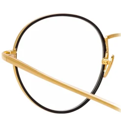 Linda Farrow - 718 C1 Oval Optical Frames - Yellow Gold and Black - Linda Farrow Eyewear - Avvenice
